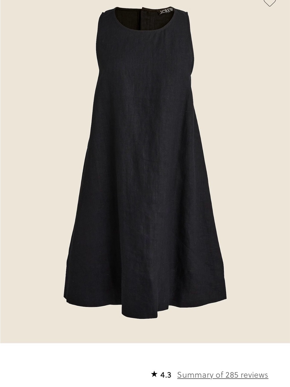 J.Crew Maxine Button-Back Dress in Linen Black XSP